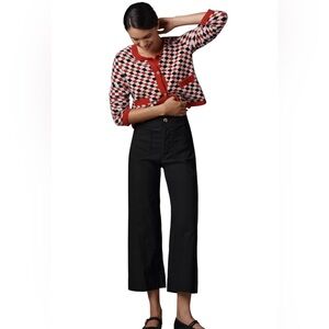 Anthropologie Maeve The Colette Crop Wide Leg Pants Black Size 32 High Rise